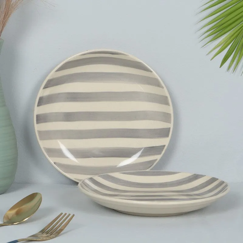 Cuisia Ceramic Quarter Plates (Grey,White) - Set Of Two media 1