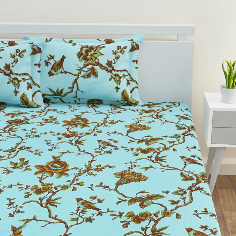 Anaidda Printed Cotton Bedsheet (Blue) - 300 TC media 4