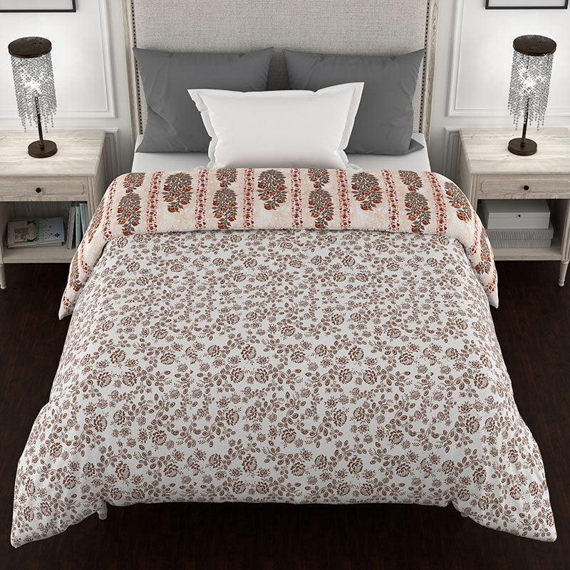 Chaya Reversible Ethnic Cotton Comforter (Beige) - 150 GSM media 4