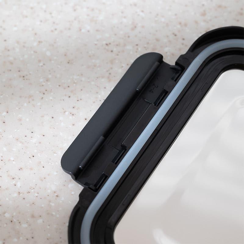 Boro Glass Lunch Box With Steel Lid (Black) - 640 ML media 7