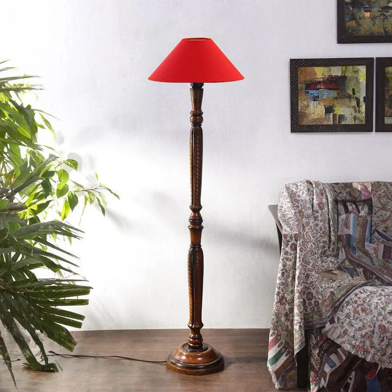 Deira Vintage Wooden Floor Lamp - Red media 3