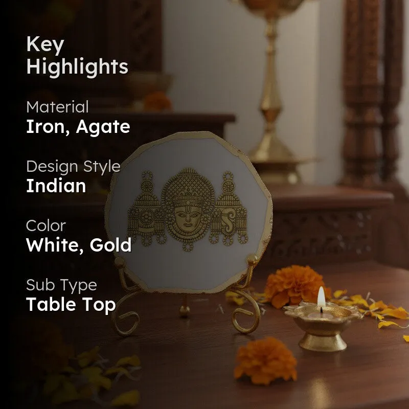 Mahalakshmi Agate Showpiece With Stand - White media 2