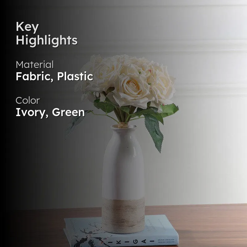 Aurielle Rose Fabric Artificial Flower - Ivory media 2