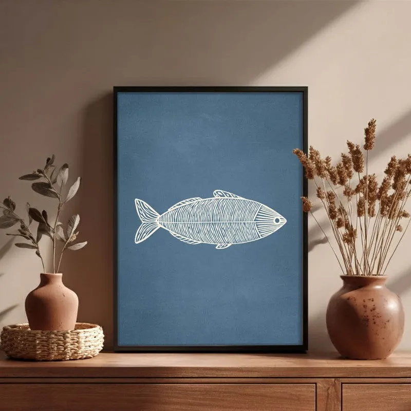 Minimal Fish Artwork Canvas Wall Painting With Black Frame media 3