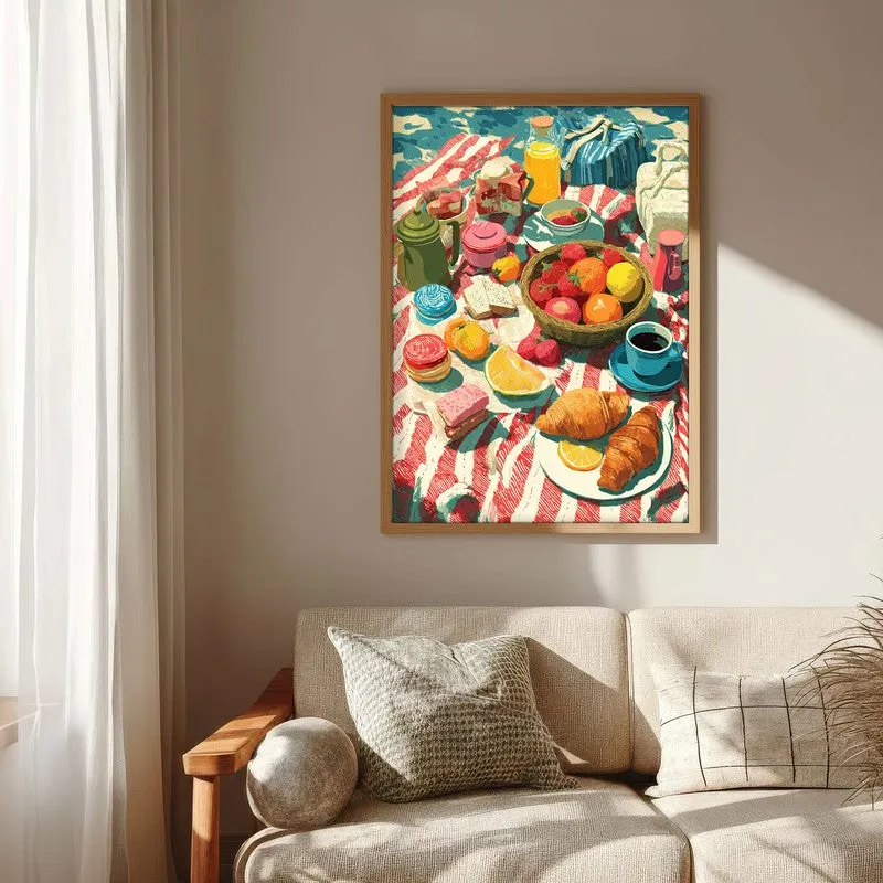 Croissant Glow Canvas Wall Painting - Brown Frame media 6