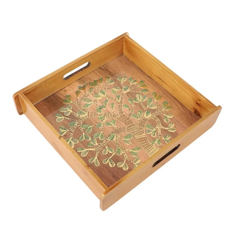 Sona Patta Square Wooden Serving Tray media 3