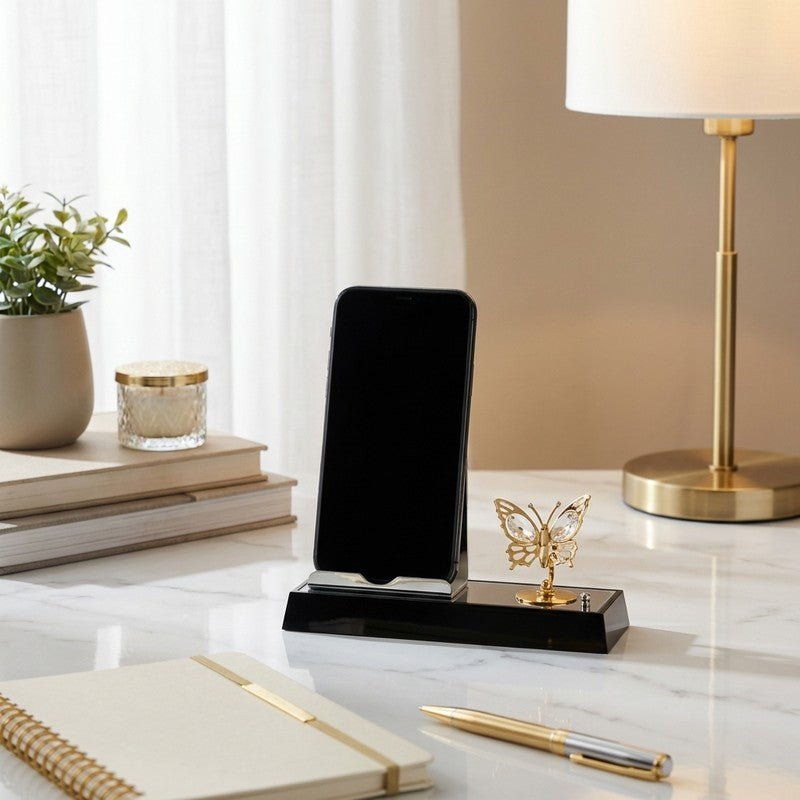 Obsidian Butterfly 24K Gold Plated Mild Steel Desk Organiser