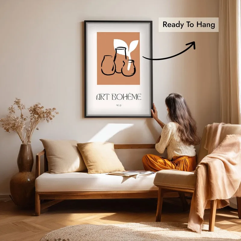 Earthen Trio Canvas Wall Painting With Black Frame media 7