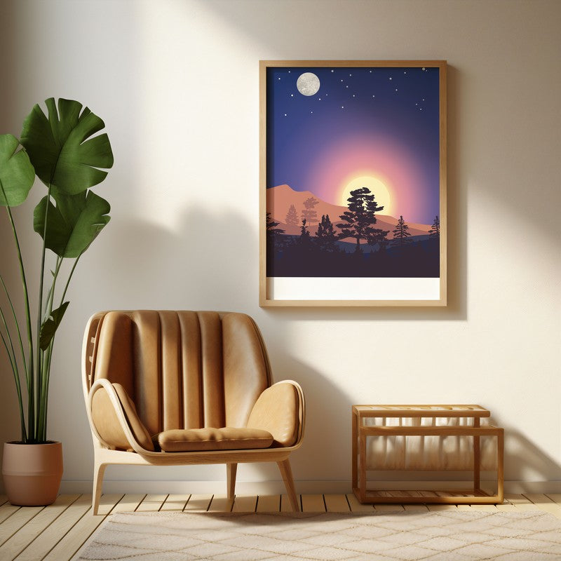 Dune Archival Canvas Wall Art - Natural Brown Frame
