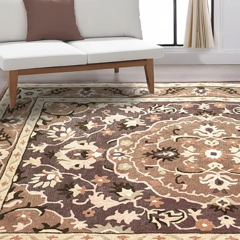 Mithras Hand Tufted Ethnic Wool & Nylon Carpet - Brown media 3