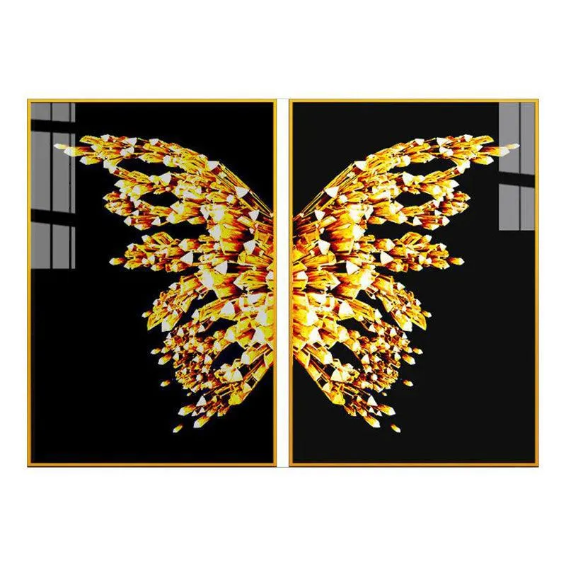 Eclipse & Gold Modern Canvas Wall Art With Frame (Gold) - Set Of Two media 3