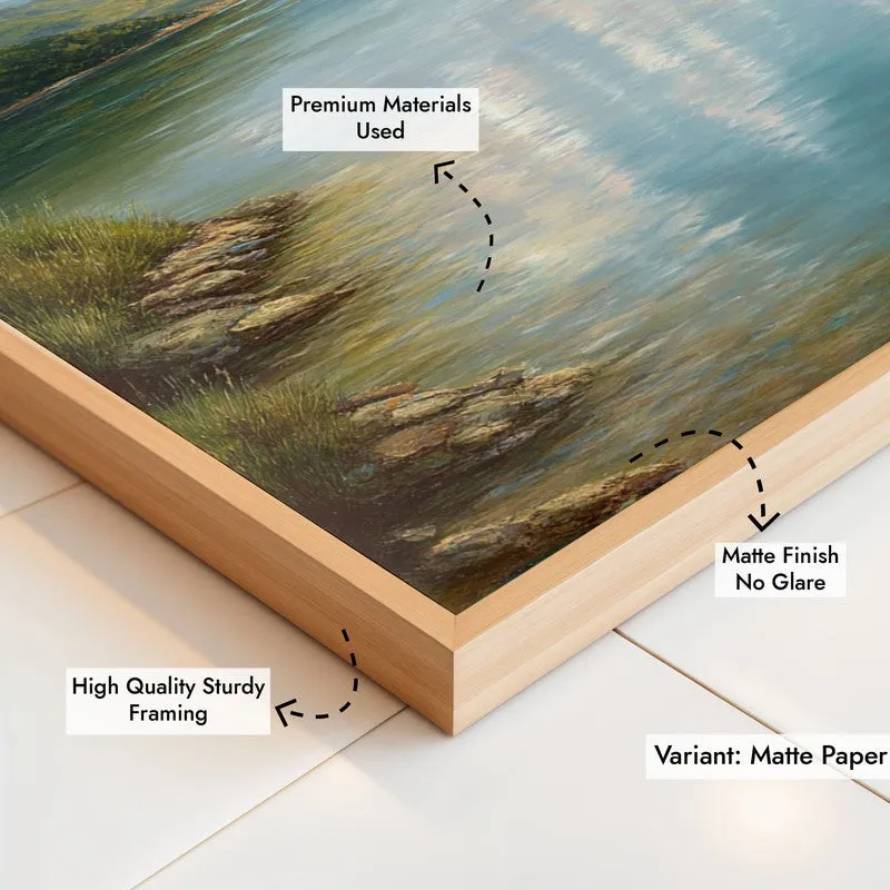 Calm Beneath the Clouds Archival Paper Wall Painting With Brown Frame media 6