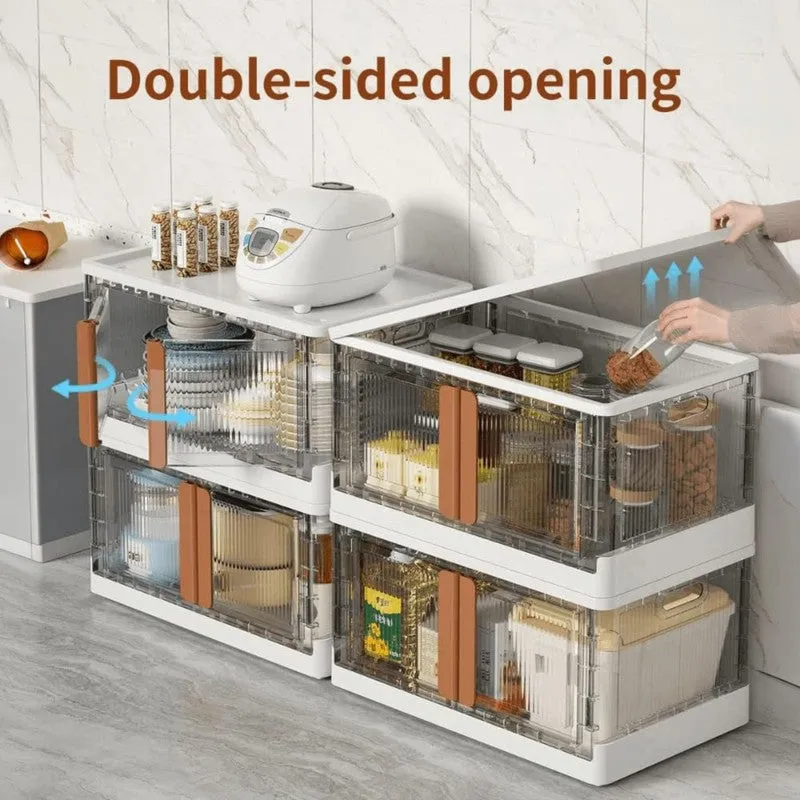 Stackable Plastic Double Door Storage Rack - White media 4
