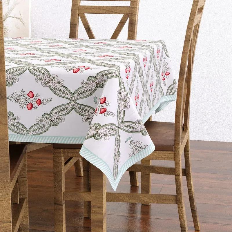 GridAura Cotton Table Cover - Green,Red media 3