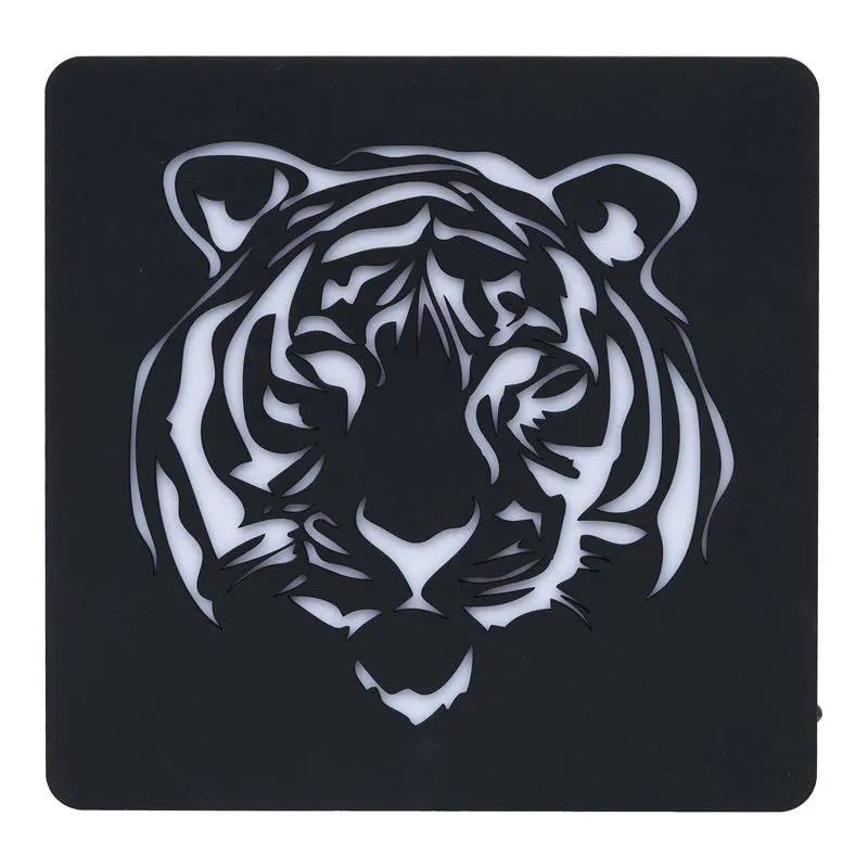 Tiger Face LED Wooden Wall Lamp media 4