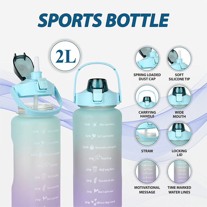 Ombre Sip Water Tumbler With Straw & Stickers (Blue,Purple) - 2 L media 6