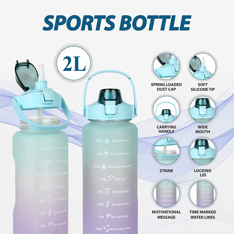 Ombre Sip Water Tumbler With Straw & Stickers (Blue,Purple) - 2 L media 6