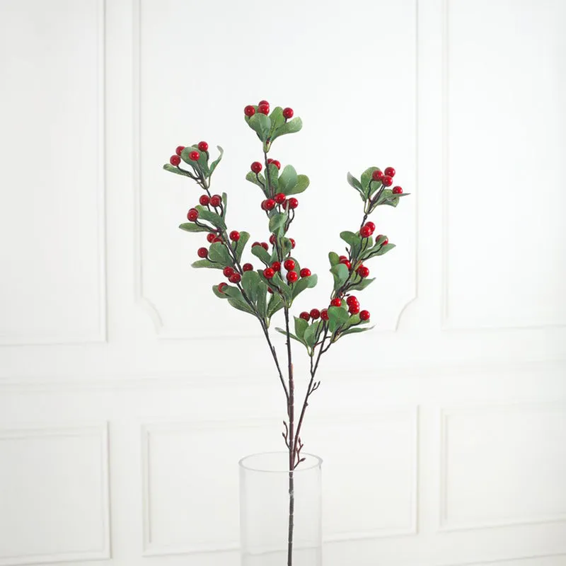 Berry Cherry Artificial Decorative Stem - Red media 4