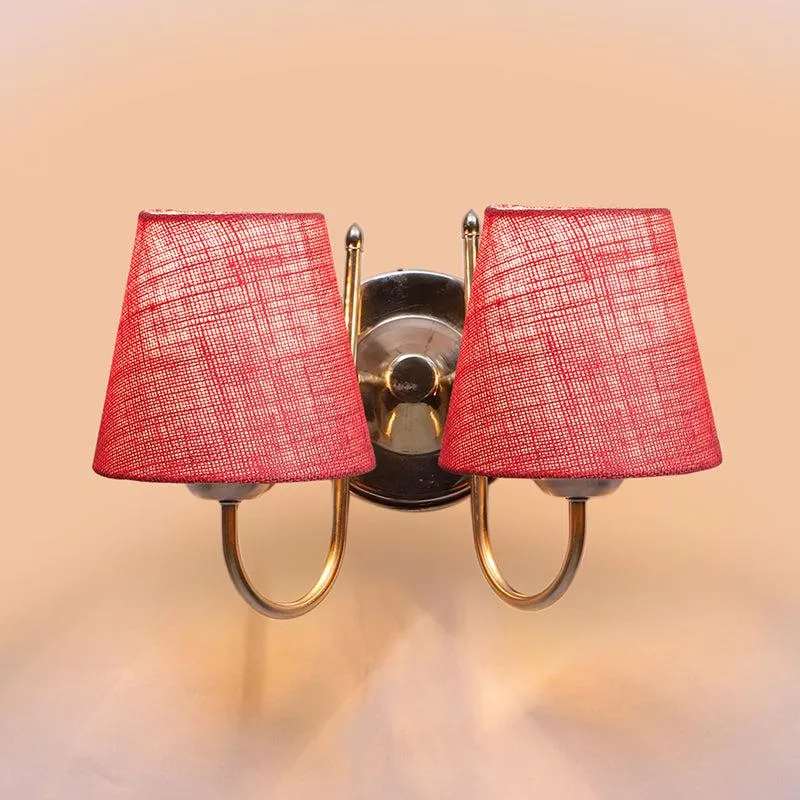 Veda Duo Conical Fabric & Metal Wall Lamp - Pink media 3