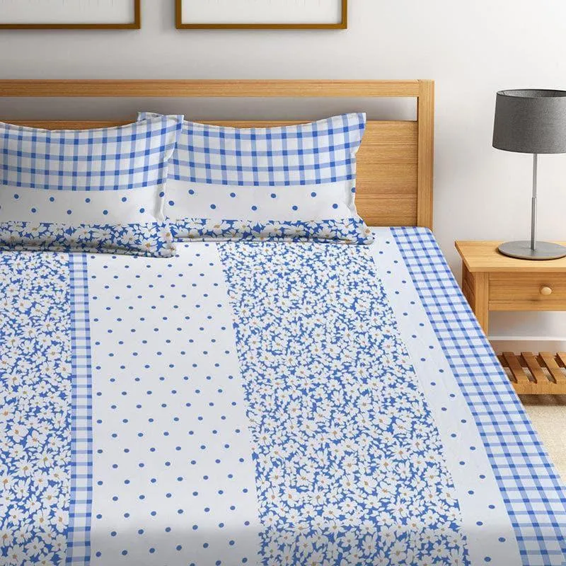Cerulean Christella Fitted Bedsheet - 150 GSM media 1