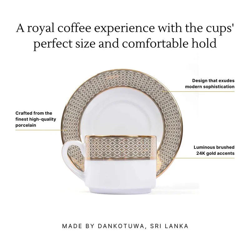 Jewel Cream 24k Gold Brushed Porcelain Tea Cup & Saucer (280 mL) - Set of Six media 6