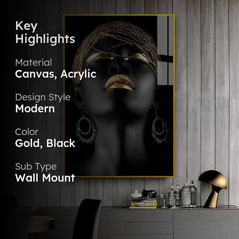 Gilt & Grace Modern Canvas Wall Art With Frame - Gold media 2