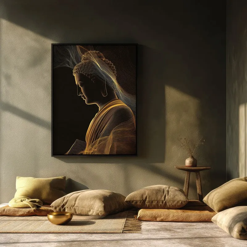 Illuminated Stillness Buddha Archival Paper Wall Painting With Black Frame media 3