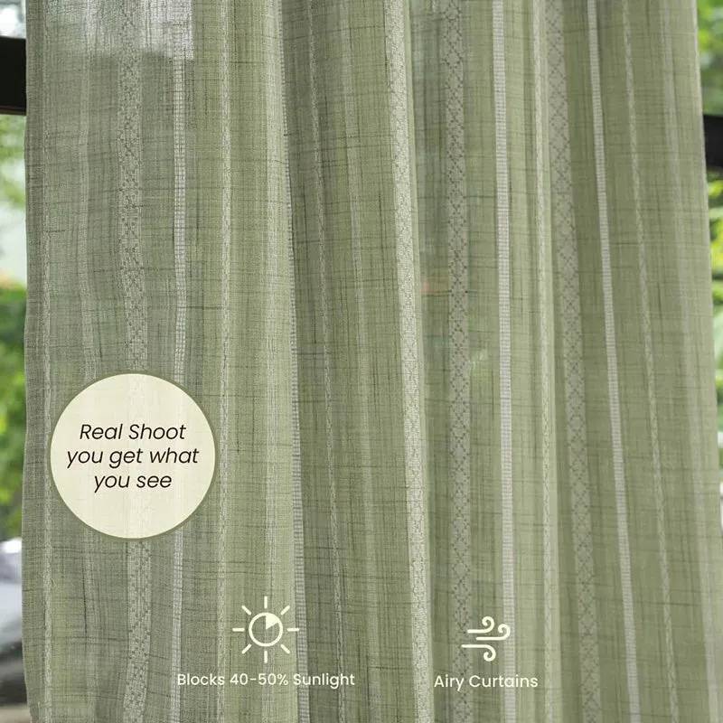 Urban Space Vertical Weaves Curtain (Sage Green) - Set Of Two media 4