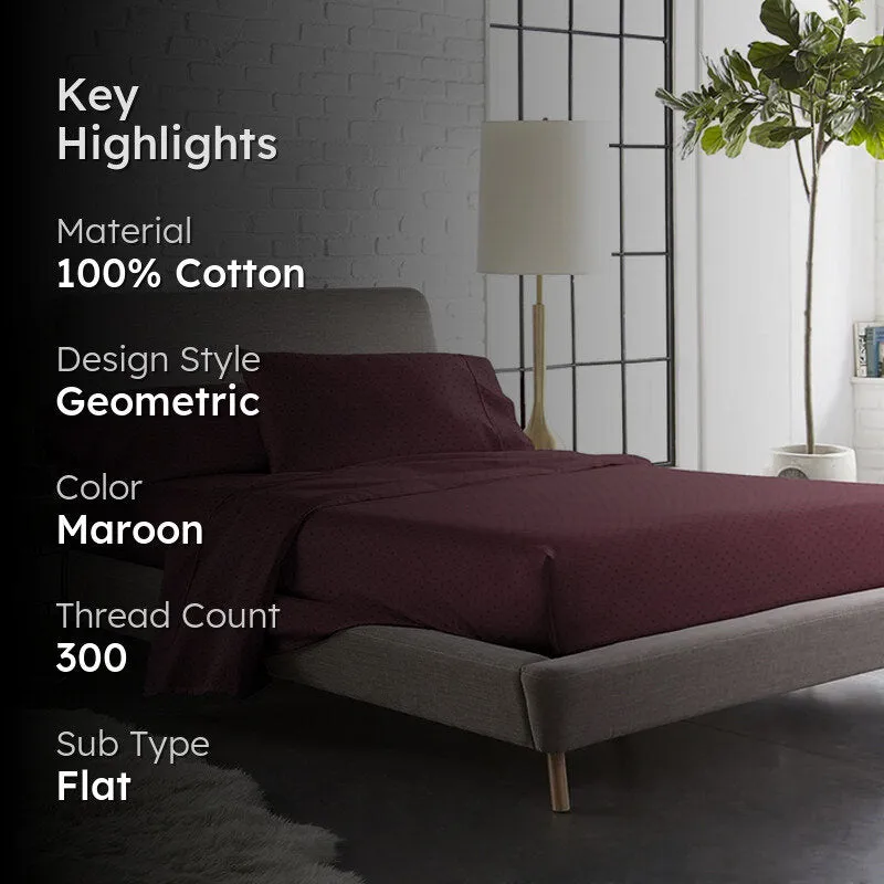 Swiss Dot Cotton Bedsheet (Merlot) - 300 TC media 2
