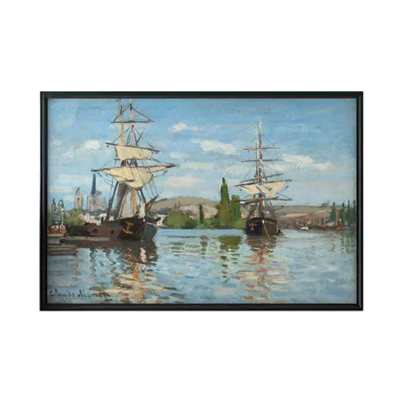Ships Riding In The Seine At Rouen By Claude Monet - Black Frame media 6