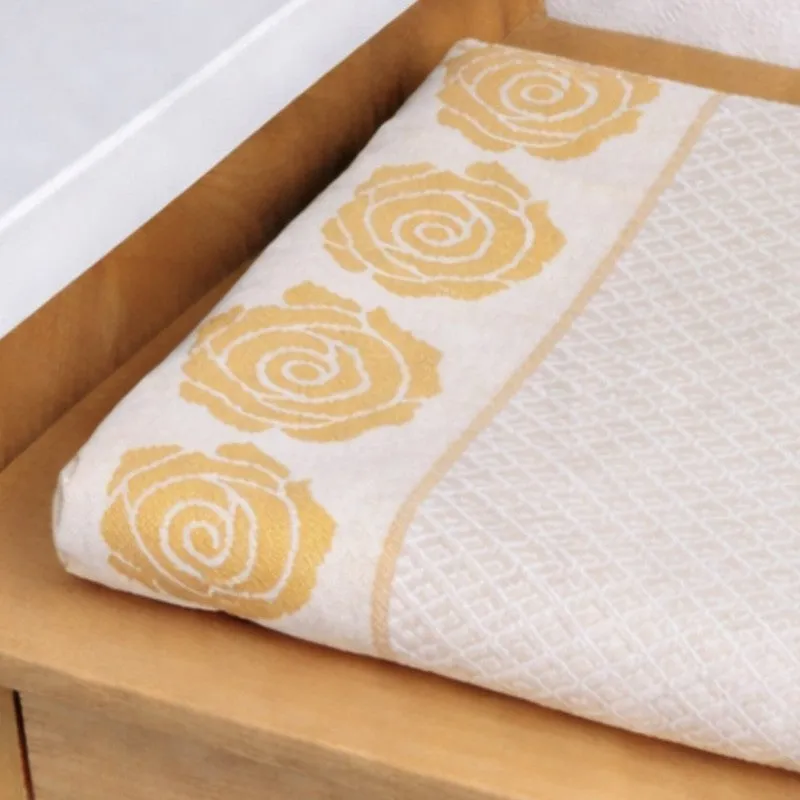 Rosette Cotton Hand & Bath Towel (Yellow & White) - Set of Two media 7