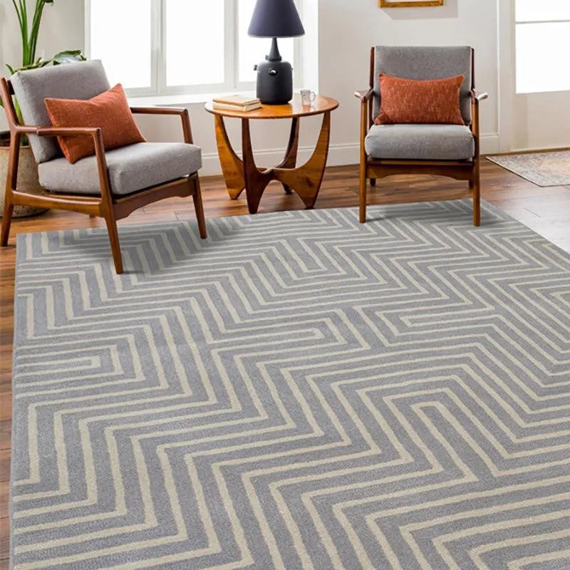 Denethor Hand Tufted Geometric Wool & Nylon Carpet - Beige & Blue media 3