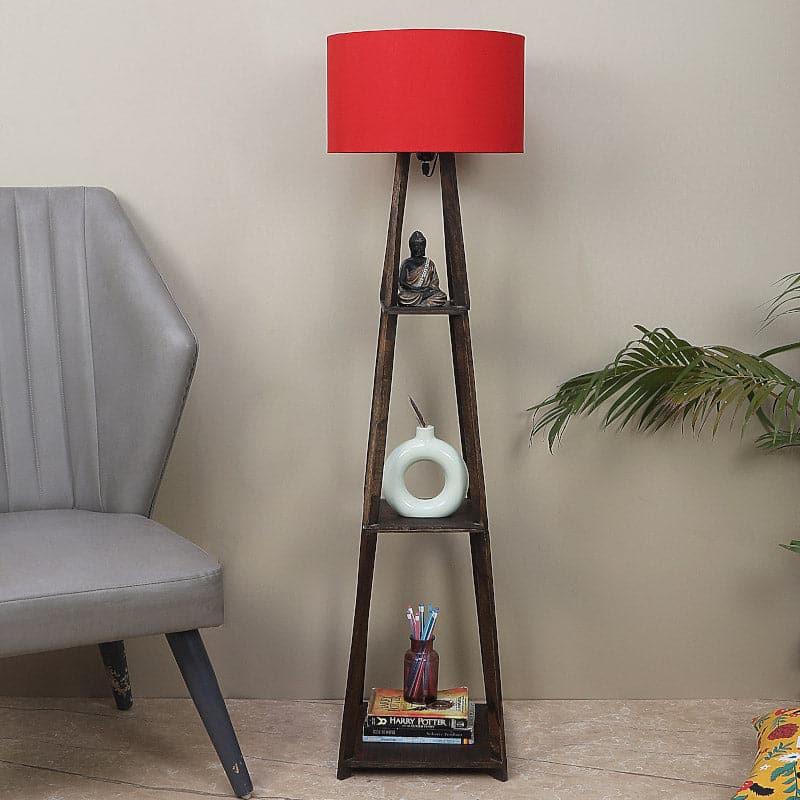 Seasa Wistera Wooden Floor Lamp With Shelf - Red media 3