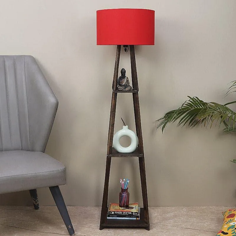 Seasa Wistera Wooden Floor Lamp With Shelf - Red media 3