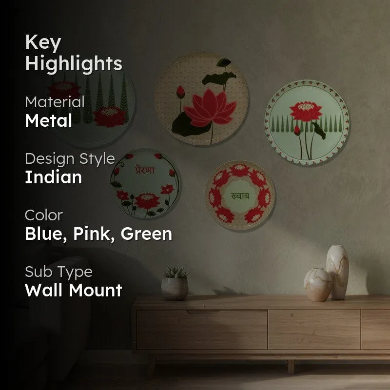 Shanti Lotus Metal Wall Plates - Set Of Five media 2