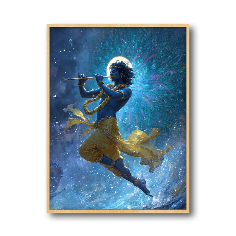 Lord Krishnas Cosmic Divine Dance III Archival Paper Wall Art - Natural Brown Frame media 5