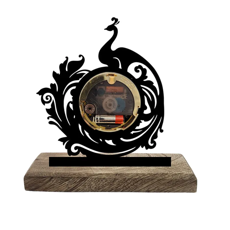 Peacock Lines Analog Table Clock media 3
