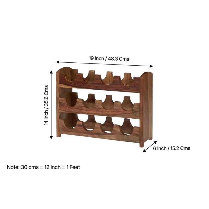 Yverox Sheesham Wooden Wine Rack - Brown media 10