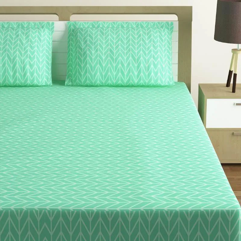 Swayam Madonna Printed Cotton Bedsheet (Turquoise) - 180 TC media 1