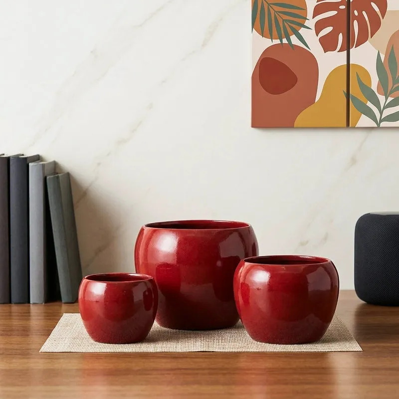 Alisha Handcrafted Planter (Red) - Set Of Three media 1