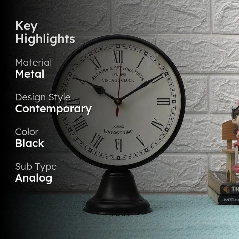 Linus Metal Table Clock - Black media 2