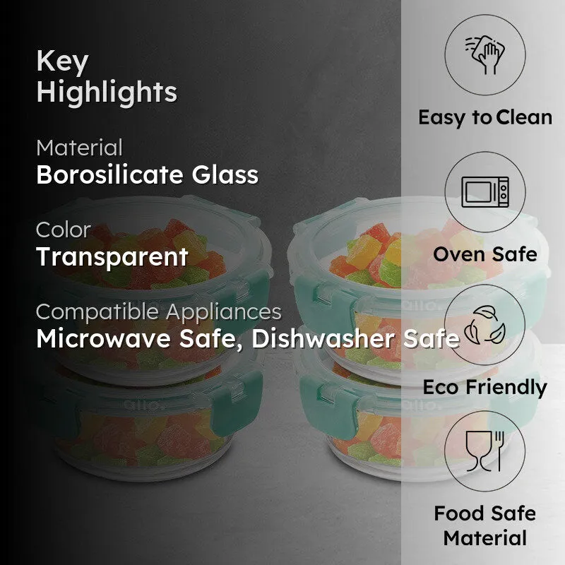 Nibron Leak Proof Glass Lunch Box (215 mL Each) - Set Of Four media 2
