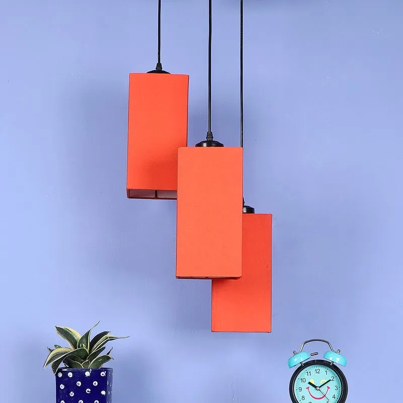 Warm Ivory Triple Metal Ceiling Lamp - Orange media 4