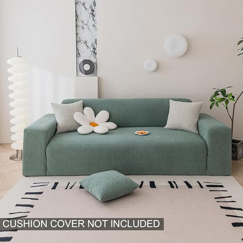Luna Jacquard Synthetic Fibre Sofa Cover - Green media 4
