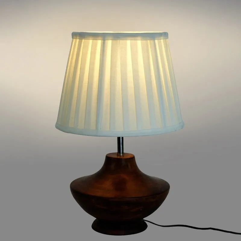 Timber Aura Cotton & Wooden Table Lamp - White media 4