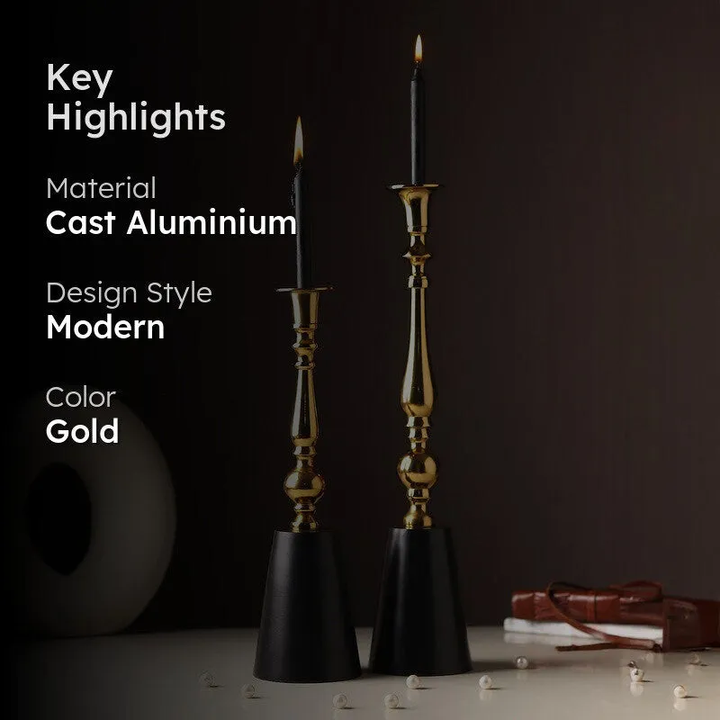 NoirGild Spire Candle Holders (Gold) - Set Of Two media 2
