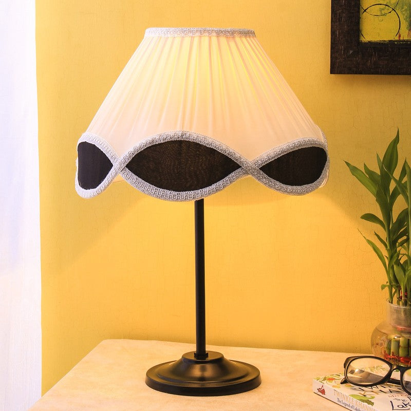 Flarewin Cotton Table Lamp With Iron Base - Ivory