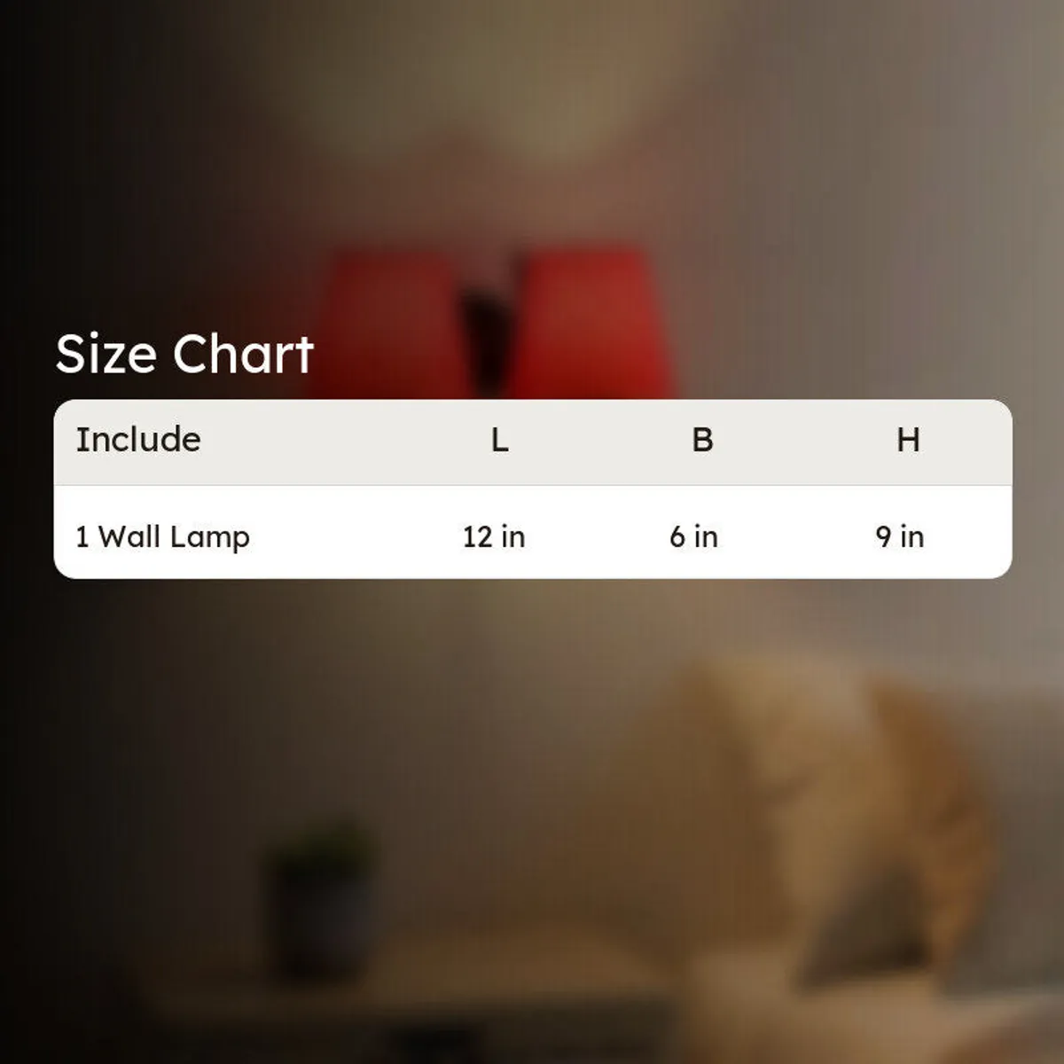 Size chart image for one wall lamp