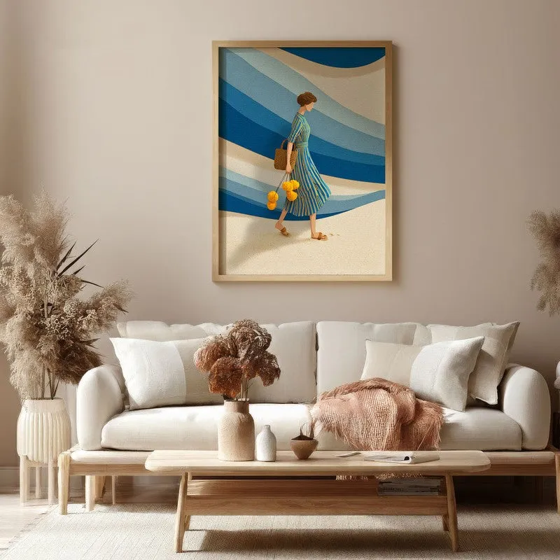 Esmora Travel Illustration Canvas Wall Painting With Brown Frame media 4