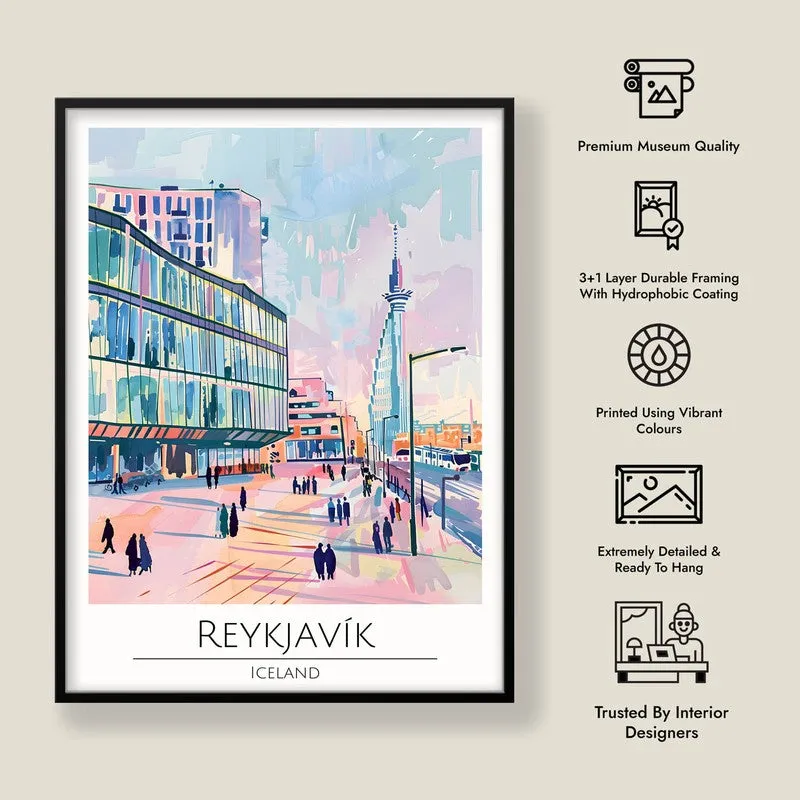 Vintage Reykjavik Framed Canvas Wall Painting media 8
